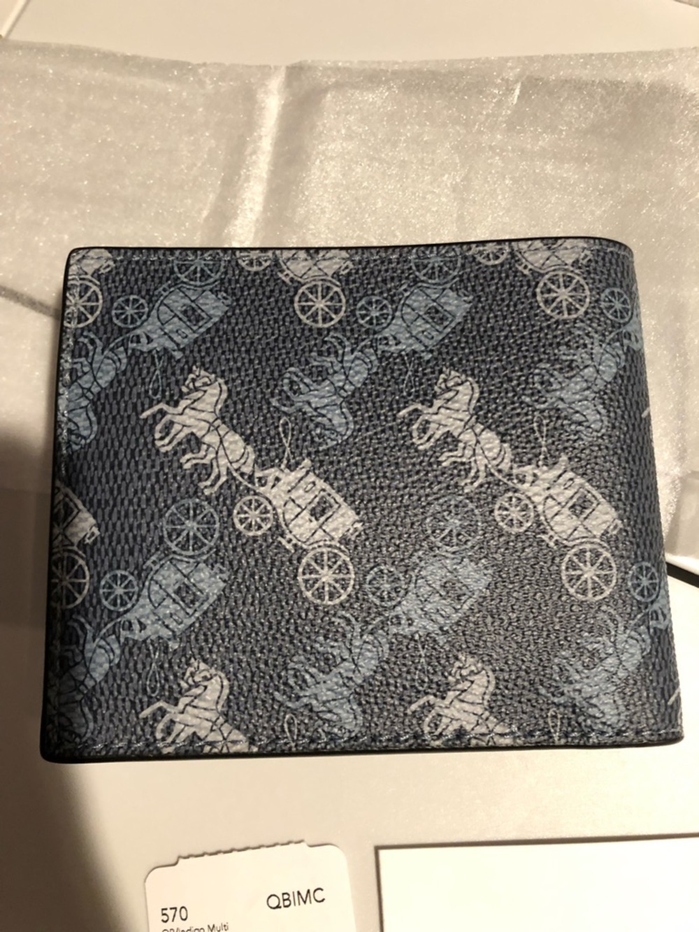 Coach Men's Navy Signature Horse & Carriage Card Holder - Picture 4 of 6